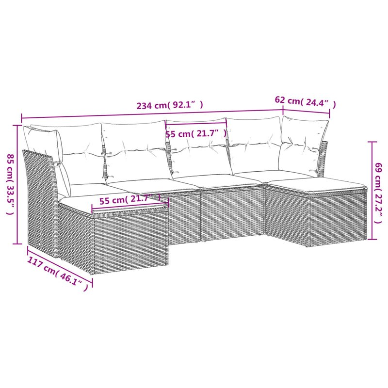 6 Piece Garden Sofa Set with Cushions Black Poly Rattan Payday Deals