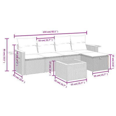 6 Piece Garden Sofa Set with Cushions Black Poly Rattan Payday Deals