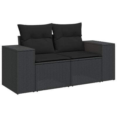 6 Piece Garden Sofa Set with Cushions Black Poly Rattan Payday Deals