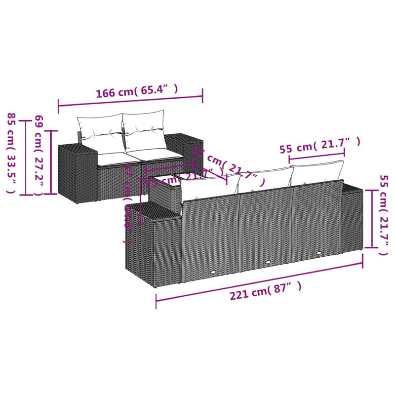 6 Piece Garden Sofa Set with Cushions Black Poly Rattan Payday Deals