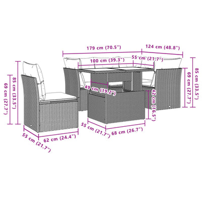 6 Piece Garden Sofa Set with Cushions Black Poly Rattan Payday Deals