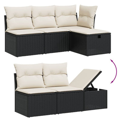6 Piece Garden Sofa Set with Cushions Black Poly Rattan Payday Deals
