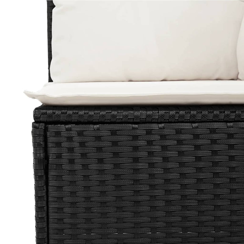 6 Piece Garden Sofa Set with Cushions Black Poly Rattan Payday Deals