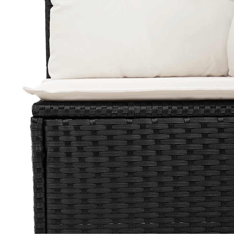 6 Piece Garden Sofa Set with Cushions Black Poly Rattan Payday Deals