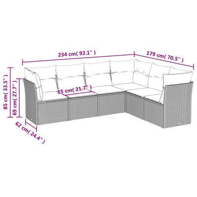 6 Piece Garden Sofa Set with Cushions Black Poly Rattan Payday Deals