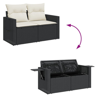 6 Piece Garden Sofa Set with Cushions Black Poly Rattan Payday Deals