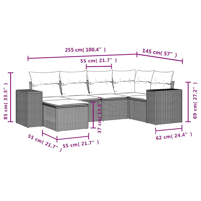 6 Piece Garden Sofa Set with Cushions Black Poly Rattan Payday Deals