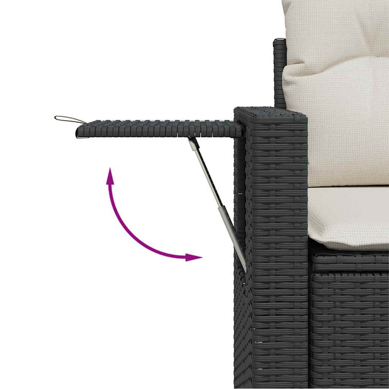 6 Piece Garden Sofa Set with Cushions Black Poly Rattan Payday Deals