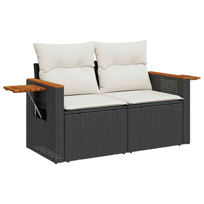 6 Piece Garden Sofa Set with Cushions Black Poly Rattan Payday Deals