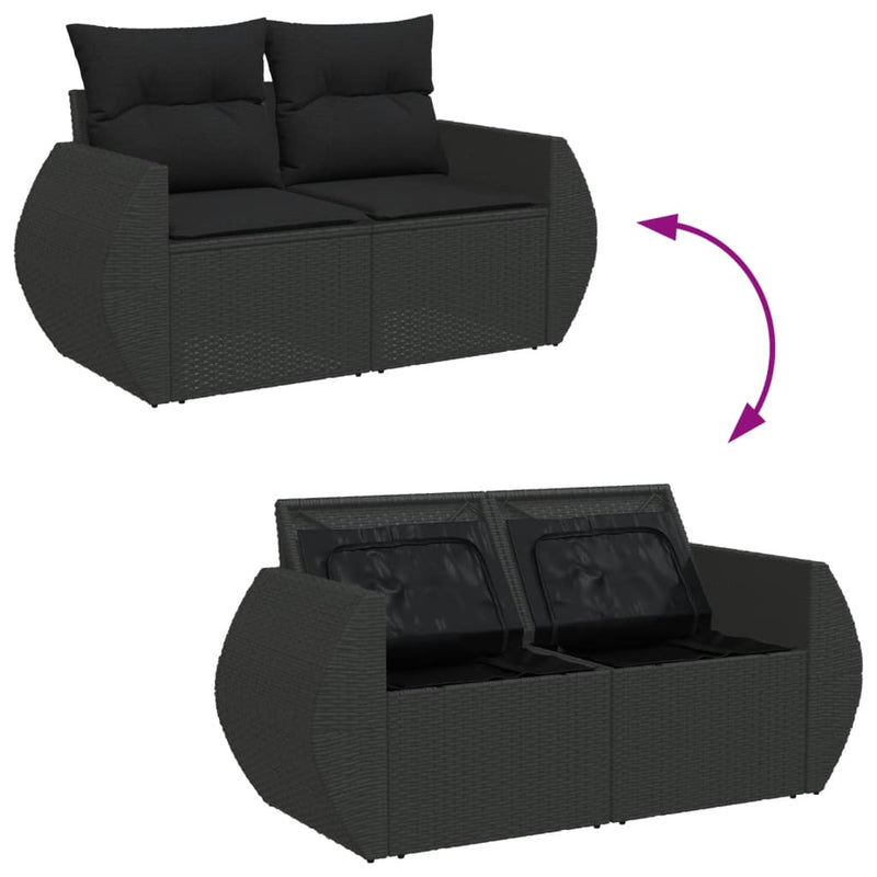6 Piece Garden Sofa Set with Cushions Black Poly Rattan Payday Deals