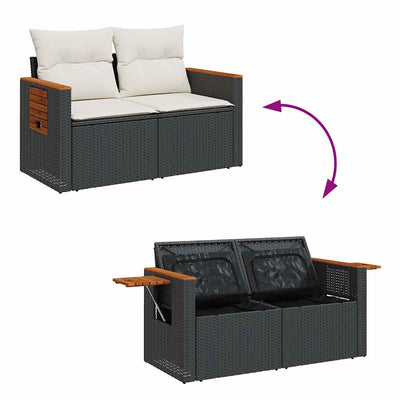 6 Piece Garden Sofa Set with Cushions Black Poly Rattan Payday Deals
