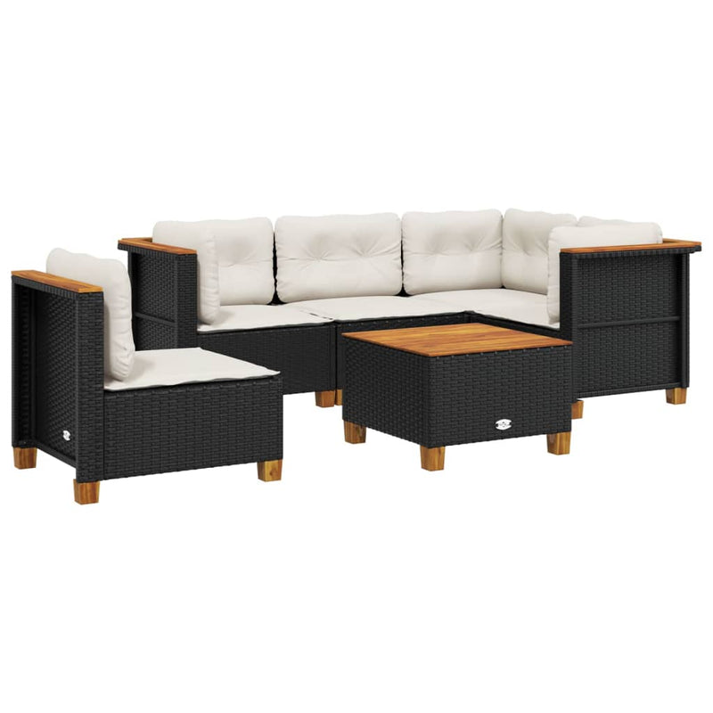 6 Piece Garden Sofa Set with Cushions Black Poly Rattan Payday Deals