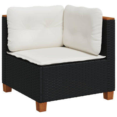6 Piece Garden Sofa Set with Cushions Black Poly Rattan Payday Deals