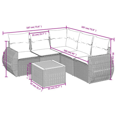 6 Piece Garden Sofa Set with Cushions Black Poly Rattan Payday Deals