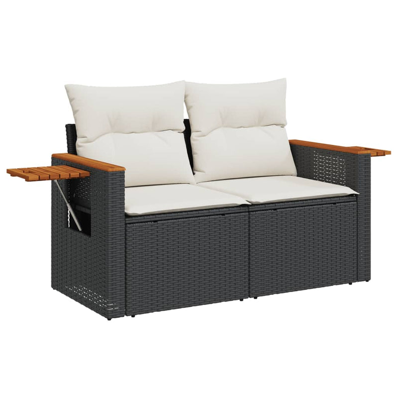 6 Piece Garden Sofa Set with Cushions Black Poly Rattan Payday Deals
