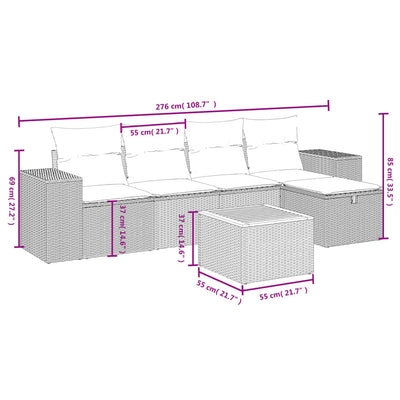 6 Piece Garden Sofa Set with Cushions Black Poly Rattan Payday Deals