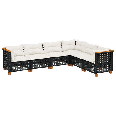 6 Piece Garden Sofa Set with Cushions Black Poly Rattan Payday Deals