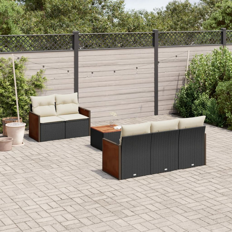 6 Piece Garden Sofa Set with Cushions Black Poly Rattan Payday Deals