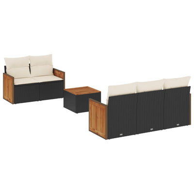 6 Piece Garden Sofa Set with Cushions Black Poly Rattan Payday Deals