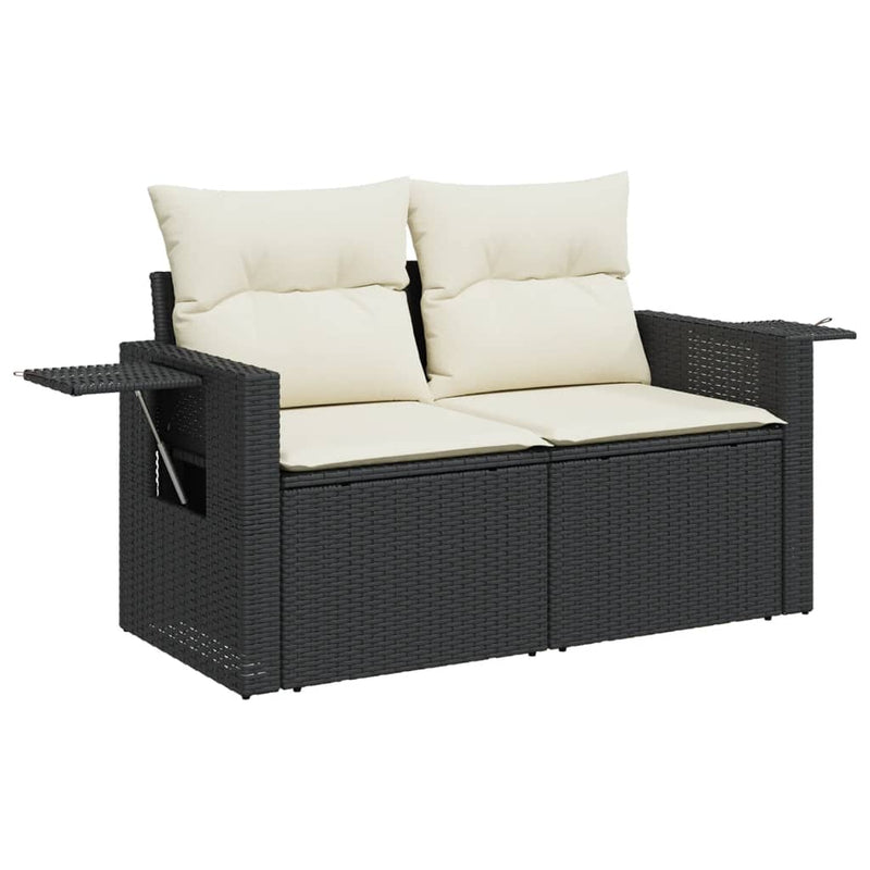 6 Piece Garden Sofa Set with Cushions Black Poly Rattan Payday Deals