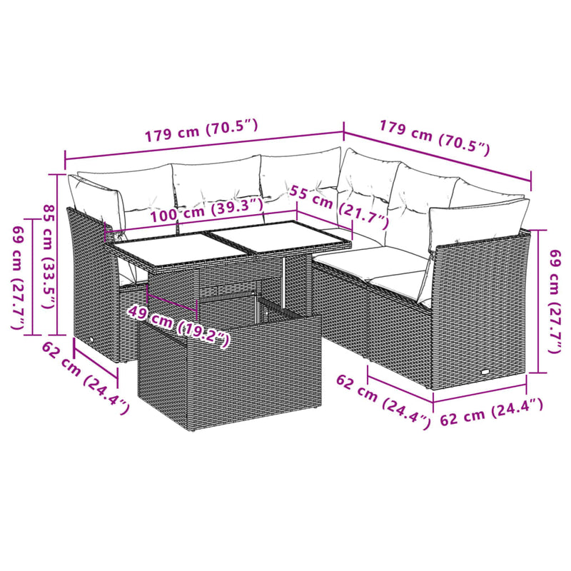 6 Piece Garden Sofa Set with Cushions Black Poly Rattan Payday Deals