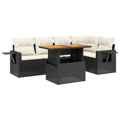 6 Piece Garden Sofa Set with Cushions Black Poly Rattan Payday Deals