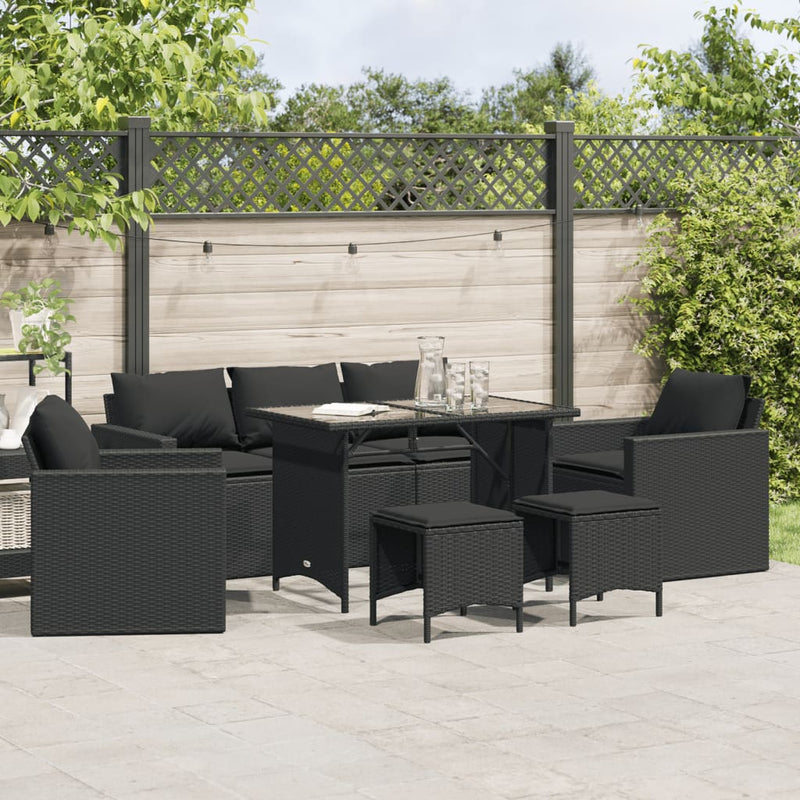 6 Piece Garden Sofa Set with Cushions Black Poly Rattan Payday Deals