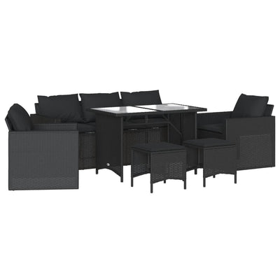 6 Piece Garden Sofa Set with Cushions Black Poly Rattan Payday Deals