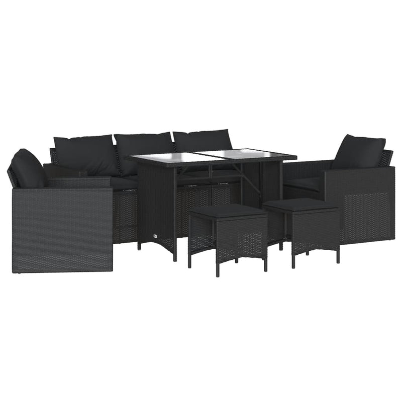 6 Piece Garden Sofa Set with Cushions Black Poly Rattan Payday Deals