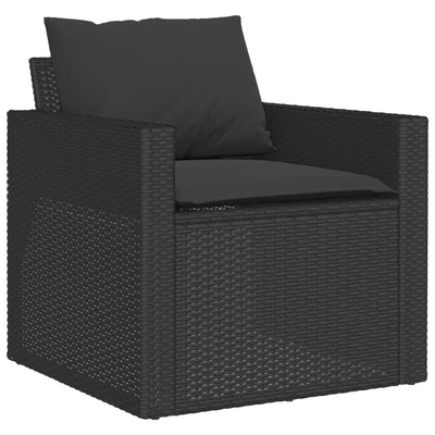 6 Piece Garden Sofa Set with Cushions Black Poly Rattan Payday Deals