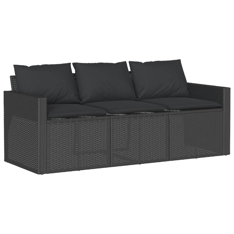 6 Piece Garden Sofa Set with Cushions Black Poly Rattan Payday Deals