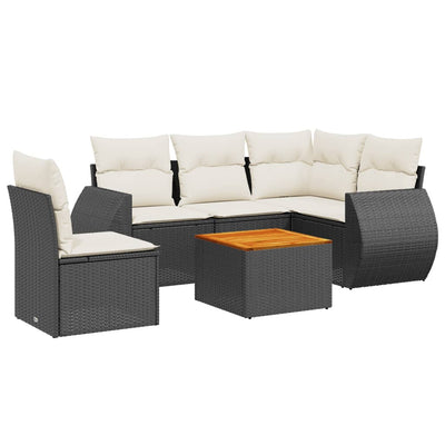6 Piece Garden Sofa Set with Cushions Black Poly Rattan Payday Deals