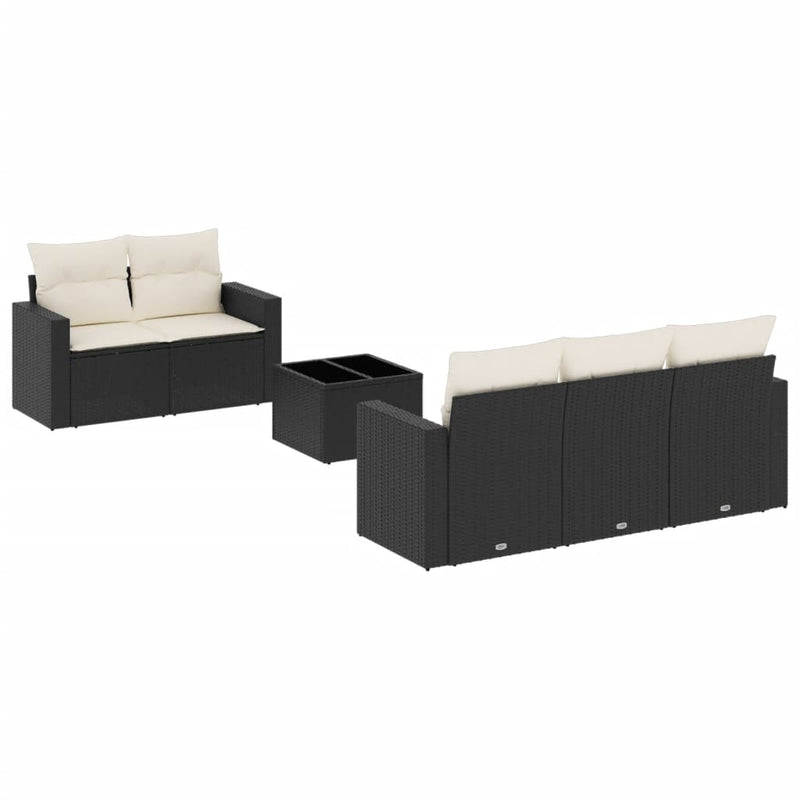6 Piece Garden Sofa Set with Cushions Black Poly Rattan Payday Deals