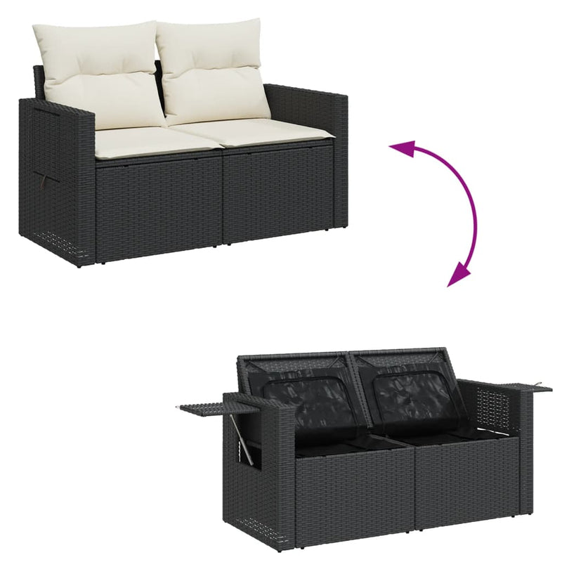 6 Piece Garden Sofa Set with Cushions Black Poly Rattan Payday Deals