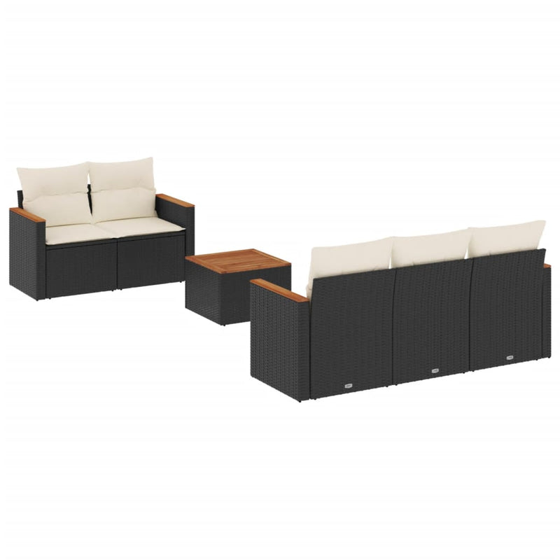 6 Piece Garden Sofa Set with Cushions Black Poly Rattan Payday Deals