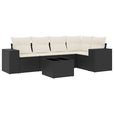 6 Piece Garden Sofa Set with Cushions Black Poly Rattan Payday Deals