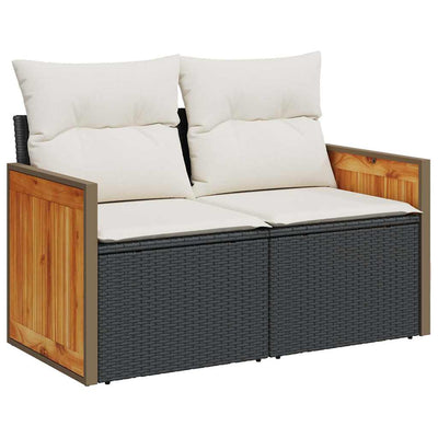 6 Piece Garden Sofa Set with Cushions Black Poly Rattan Payday Deals