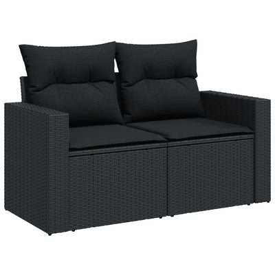 6 Piece Garden Sofa Set with Cushions Black Poly Rattan Payday Deals