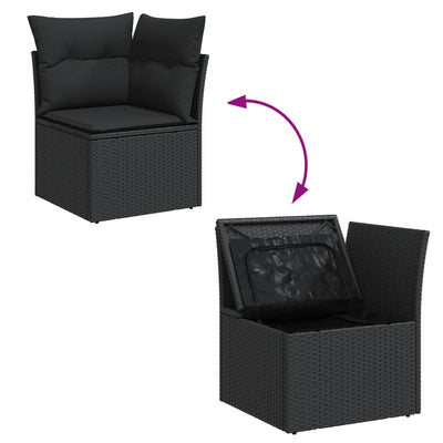 6 Piece Garden Sofa Set with Cushions Black Poly Rattan Payday Deals