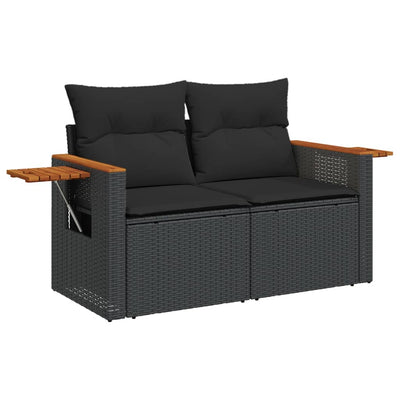 6 Piece Garden Sofa Set with Cushions Black Poly Rattan Payday Deals