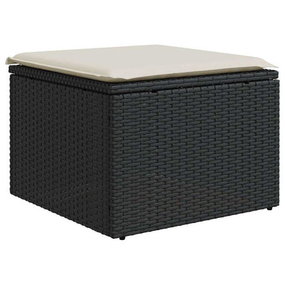 6 Piece Garden Sofa Set with Cushions Black Poly Rattan Acacia Payday Deals