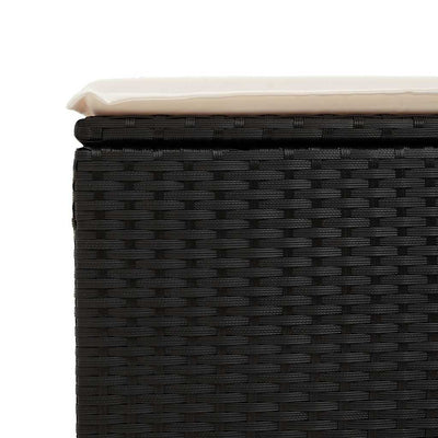 6 Piece Garden Sofa Set with Cushions Black Poly Rattan Acacia Payday Deals