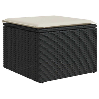 6 Piece Garden Sofa Set with Cushions Black Poly Rattan Acacia Payday Deals