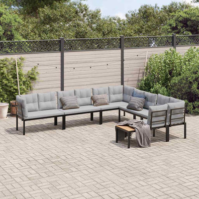 6 Piece Garden Sofa Set with Cushions Black Powder-coated Steel Payday Deals