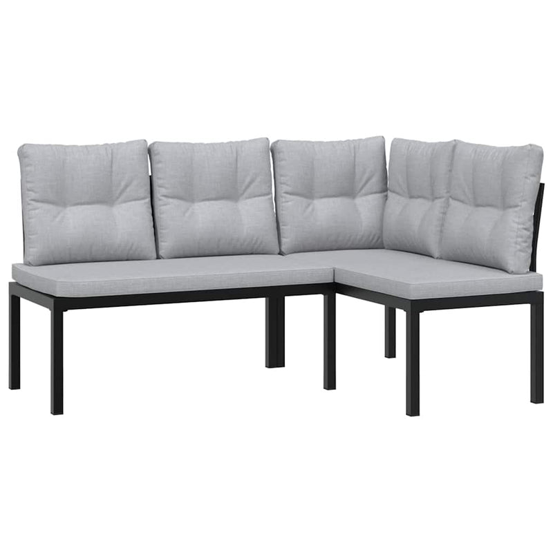 6 Piece Garden Sofa Set with Cushions Black Powder-coated Steel Payday Deals