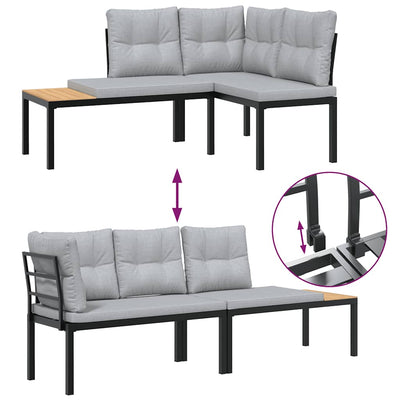 6 Piece Garden Sofa Set with Cushions Black Powder-coated Steel Payday Deals