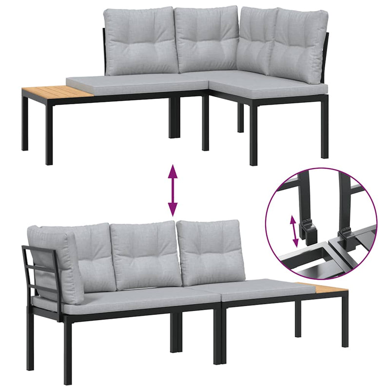6 Piece Garden Sofa Set with Cushions Black Powder-coated Steel Payday Deals