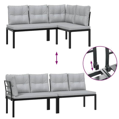 6 Piece Garden Sofa Set with Cushions Black Powder-coated Steel Payday Deals