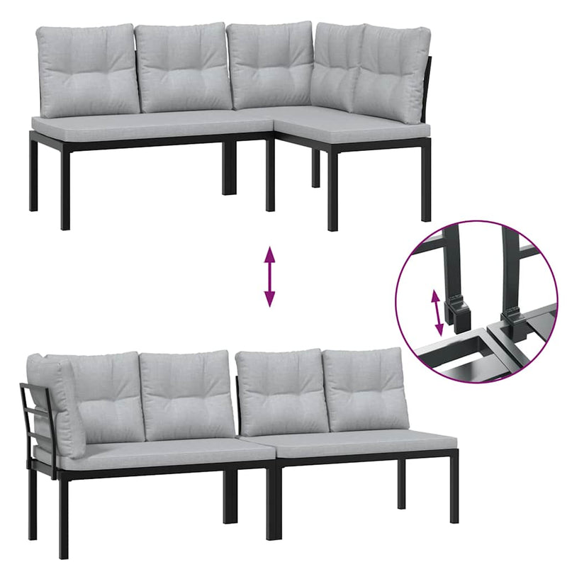 6 Piece Garden Sofa Set with Cushions Black Powder-coated Steel Payday Deals