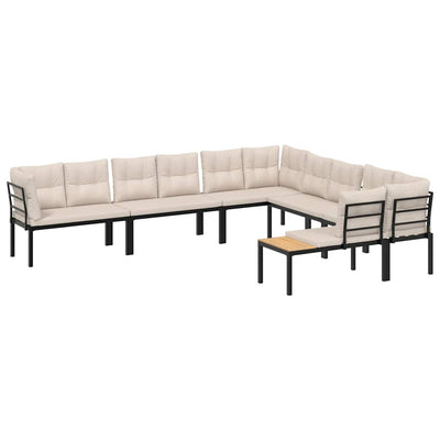 6 Piece Garden Sofa Set with Cushions Black Powder-coated Steel Payday Deals